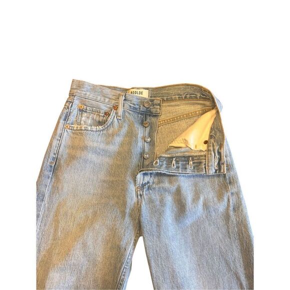 Agolde Riley high rise light wash distressed button fly jeans 24 (0) - Picture 4 of 7